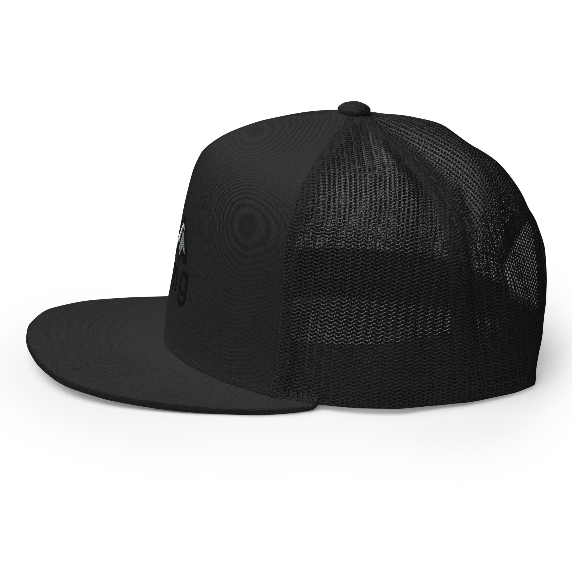 rmg low pro trucker hat black side view