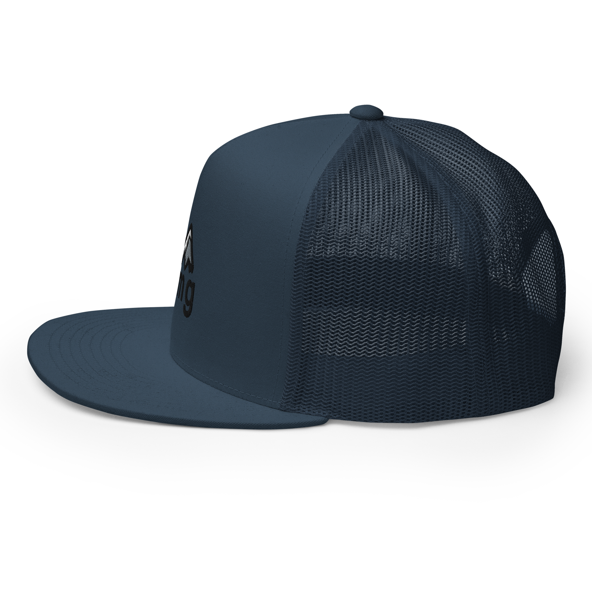 rmg low pro trucker hat side view blue