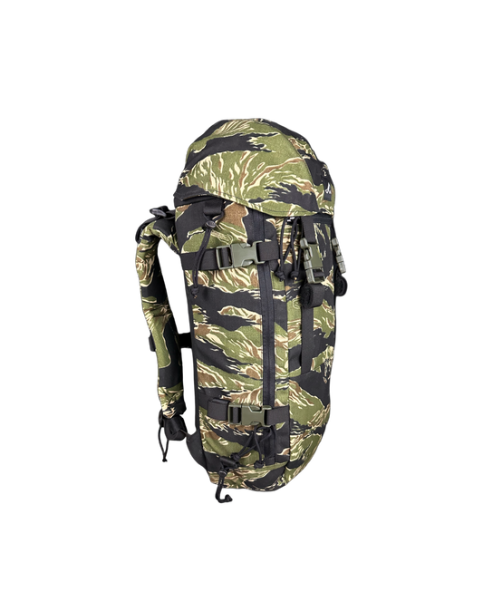 Ruckmule gunner mountain hiking hunting scouting backpack side view tiger stripe 